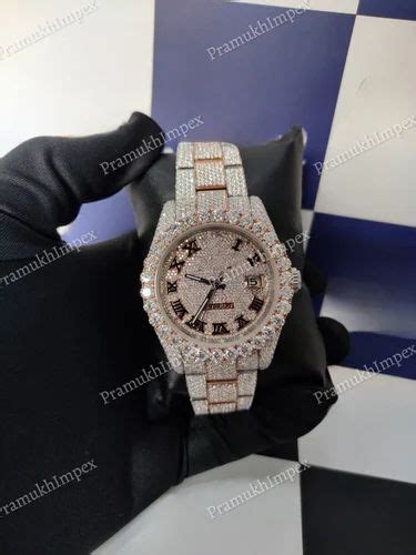 fake diamond encrusted watches|moissanite bust down watch.